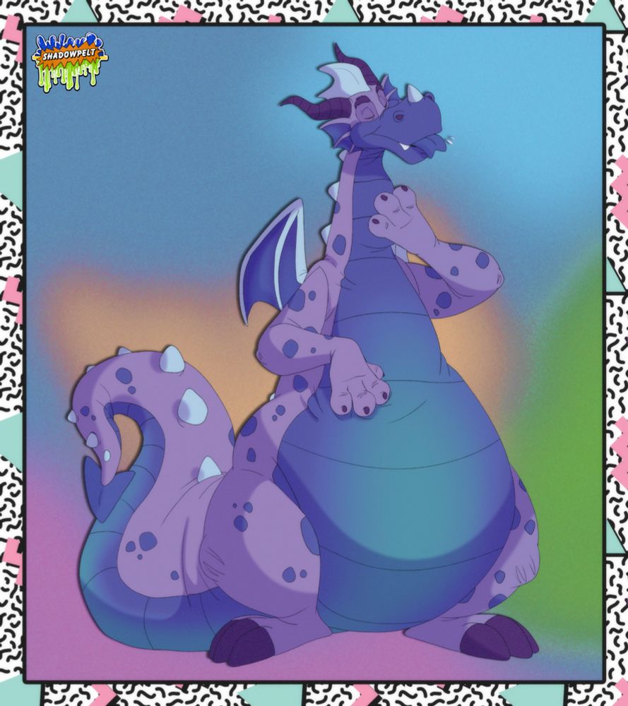 Dragon rubbing the bulge in their throat after swallowing someone.