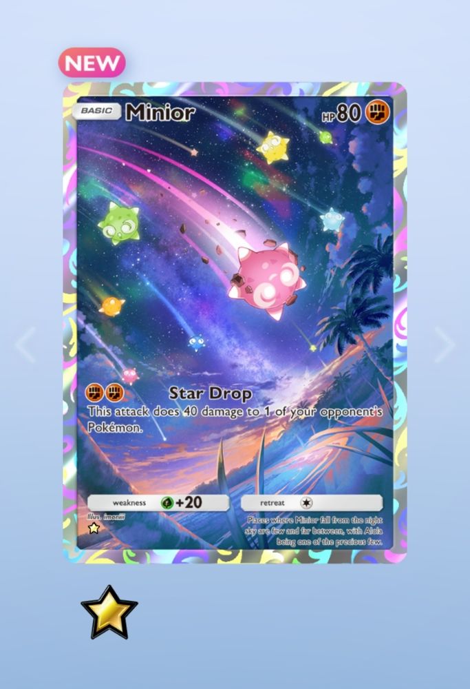 Alt art Minior card from Pokemon T C G Pocket
