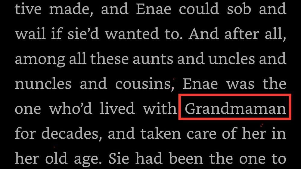 Excerpt from Ann Leckie’s Translation State: “Enae was the one who'd lived with Grandmaman for decades…”
