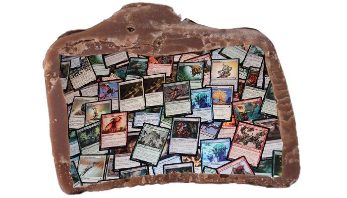 A candy bar full of Magic cards