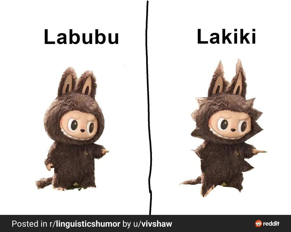 Labubu pictured soft and round, with a spikey varient labeled kakiki