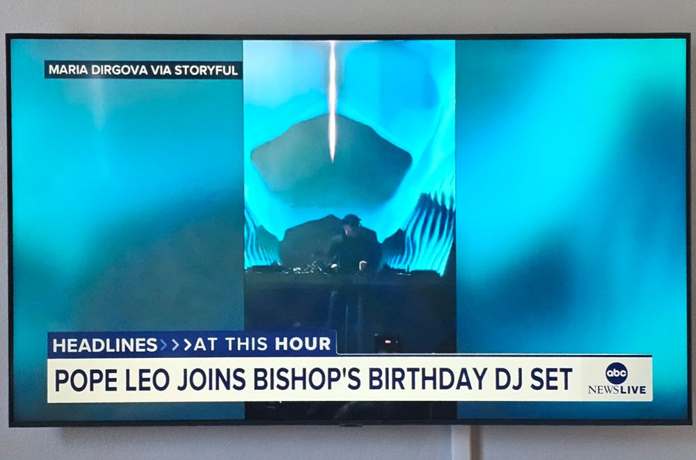 ABC news chyron with a sick ass DJ set video