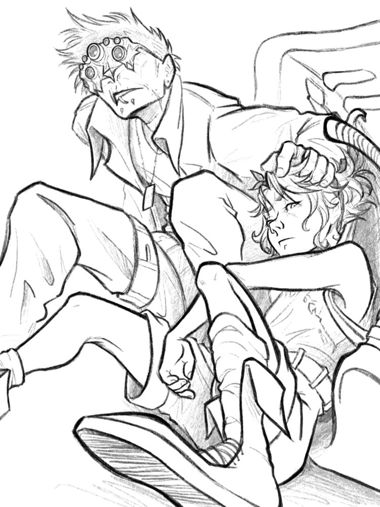 cyberpunk oc's kepler and v created by @/dravcore, art by me