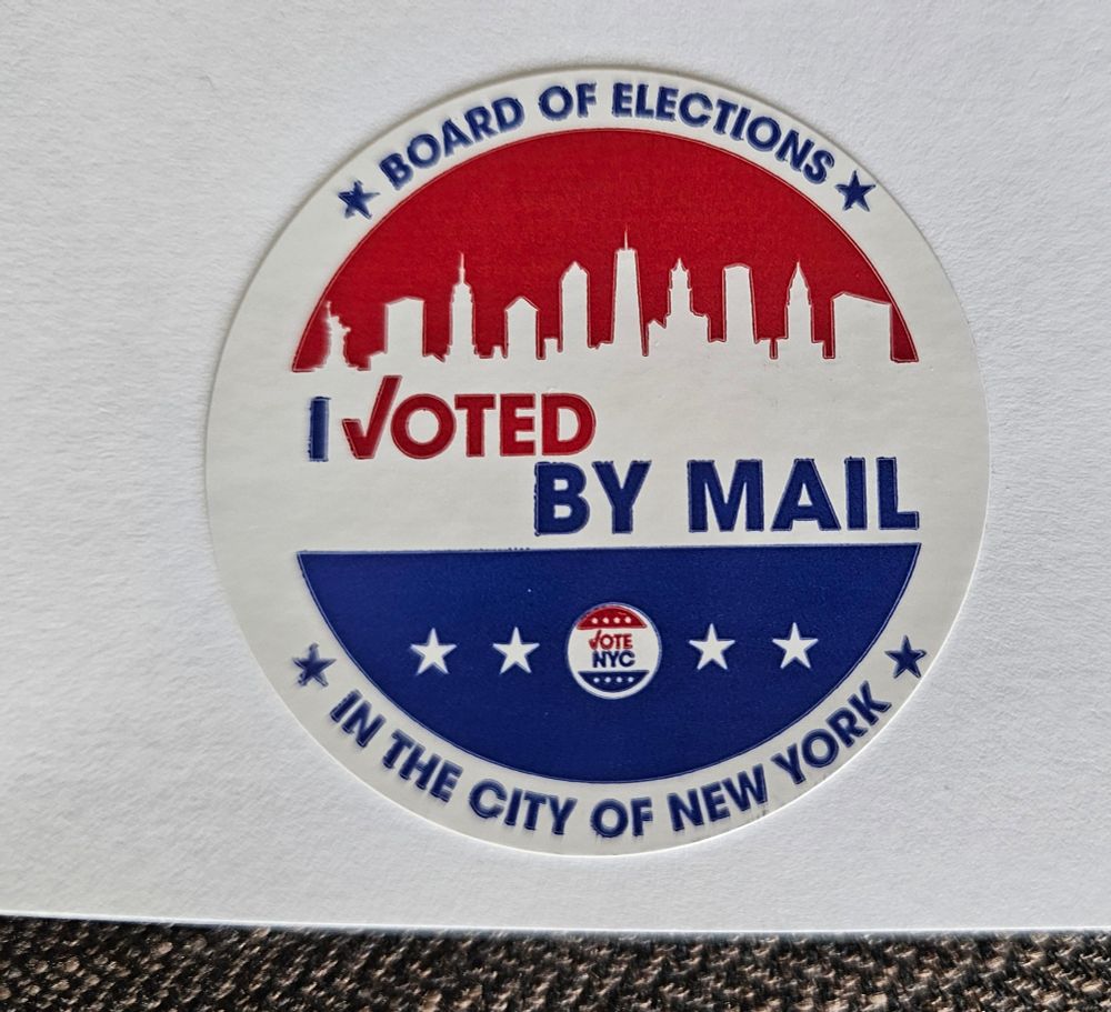"I voted by mail in the City of New York" Sticker 