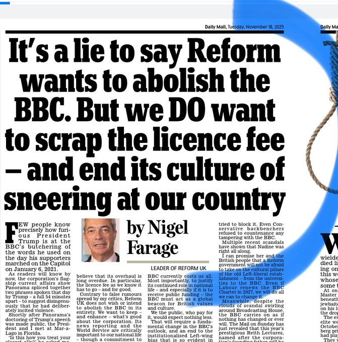 To Nigel Farage: 2021 BBC Value for Audiences report: "Taken together, a bundle of subscriptions providing advertising-free high-quality services comparable with those offered by the BBC across video, audio+news would cost over £400 per year"  Subscription=end of universal #BBC public service.