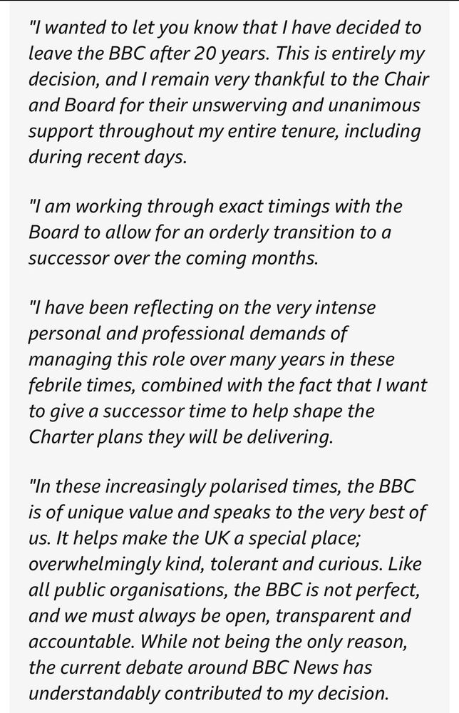 Statement by Tim Davie