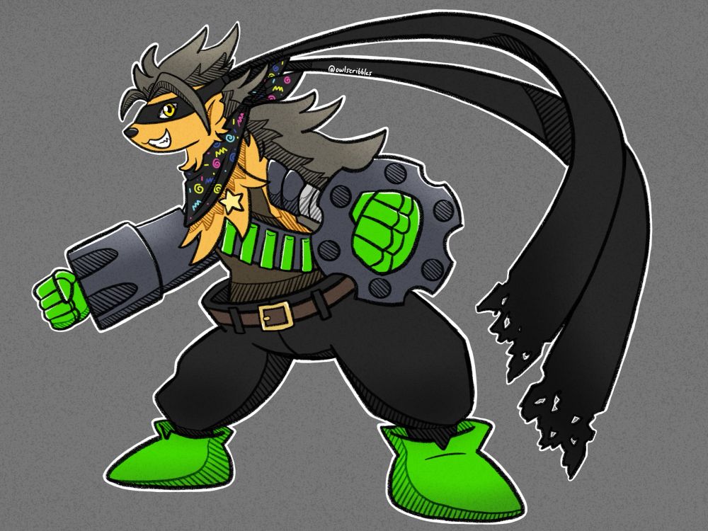 custom wolvermon oc. she is standing in a battle-ready stance. 