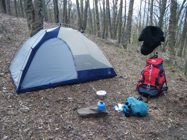 Campsite at Plumb Orchard Gap on the Appalachian Trail, April 2009. Mark Sanford not sighted.