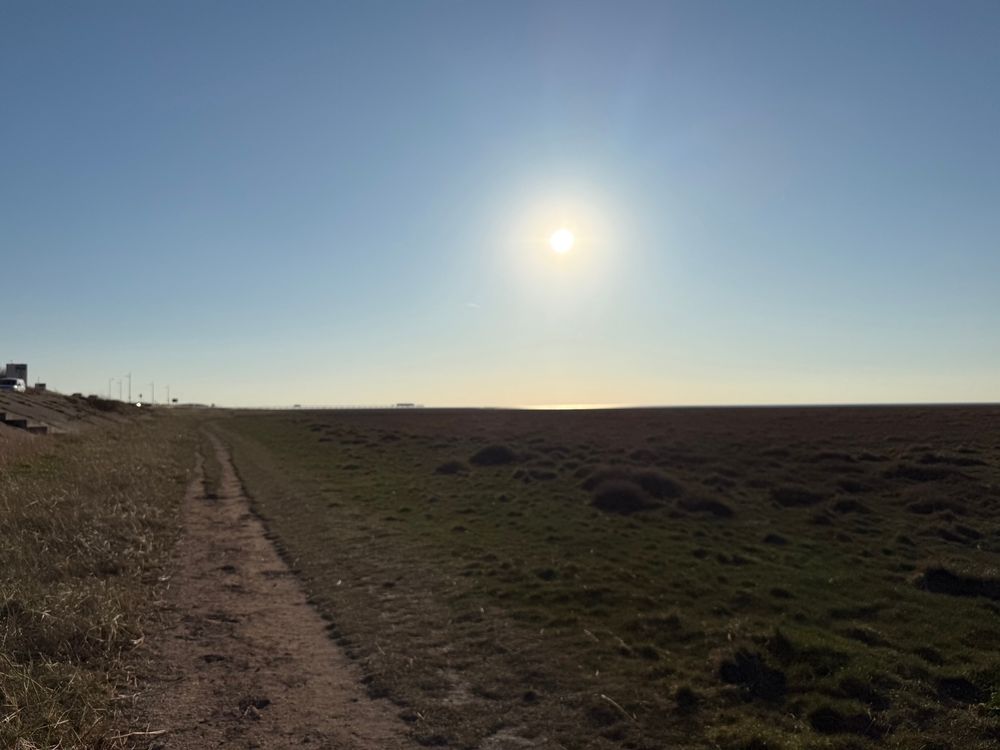 Coastal track, blue sky 
