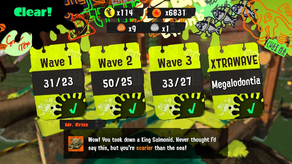 The result screen for Salmon Run in Splatoon 3