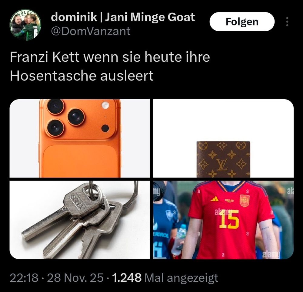 Post von @DomVanzant on dead🐦: 4Bilder Handy, Geldbörse, Schlüssel, Trikot vom Spanien