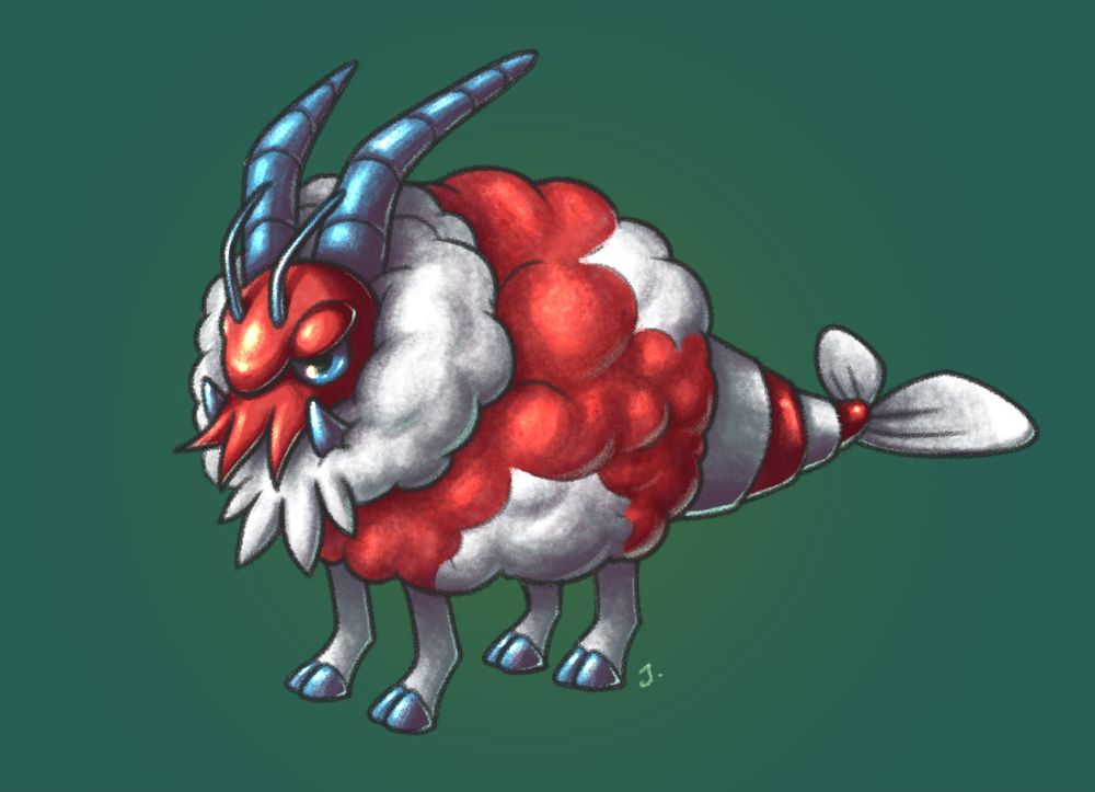 A Pokemon Fusion artwork of a Clauncher combined with a Dubwool.