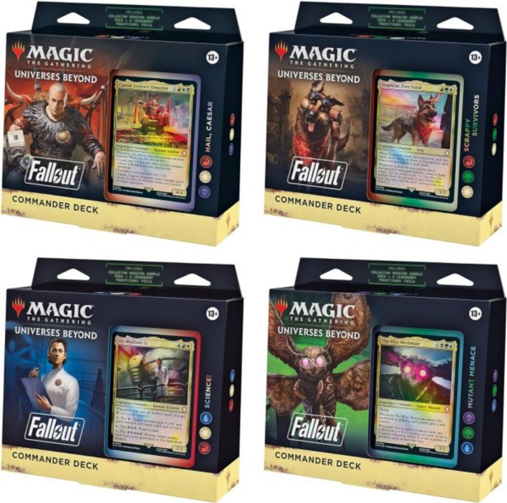 Magic The Gathering Universes Beyond Fallout Commander Decks and Collector’s Booster Packs Out Now