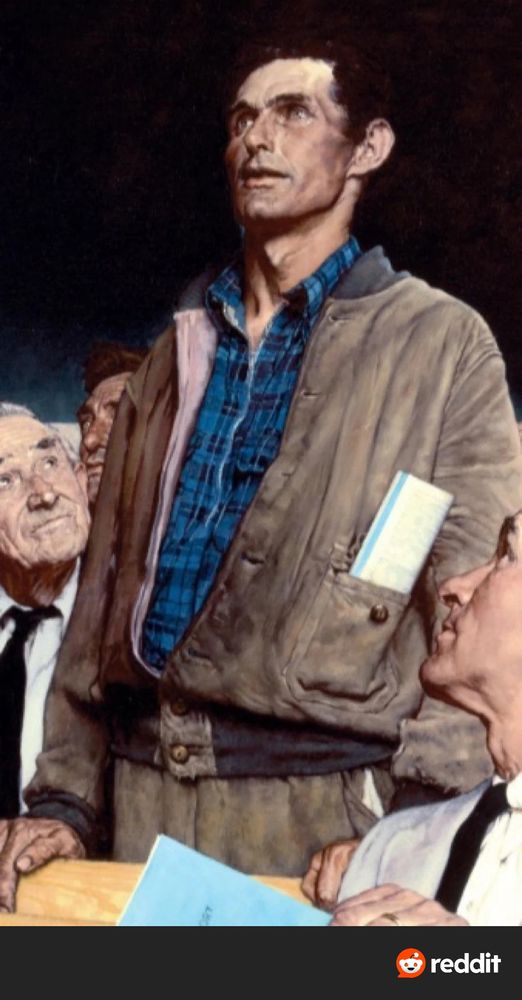Painting of man standing about to say a brave truth (the meme)