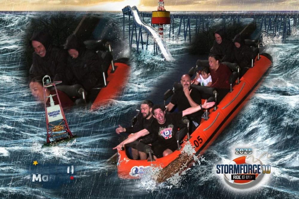 On ride picture of the Storm Force 10 flume ride at Drayton Manor Theme park 
