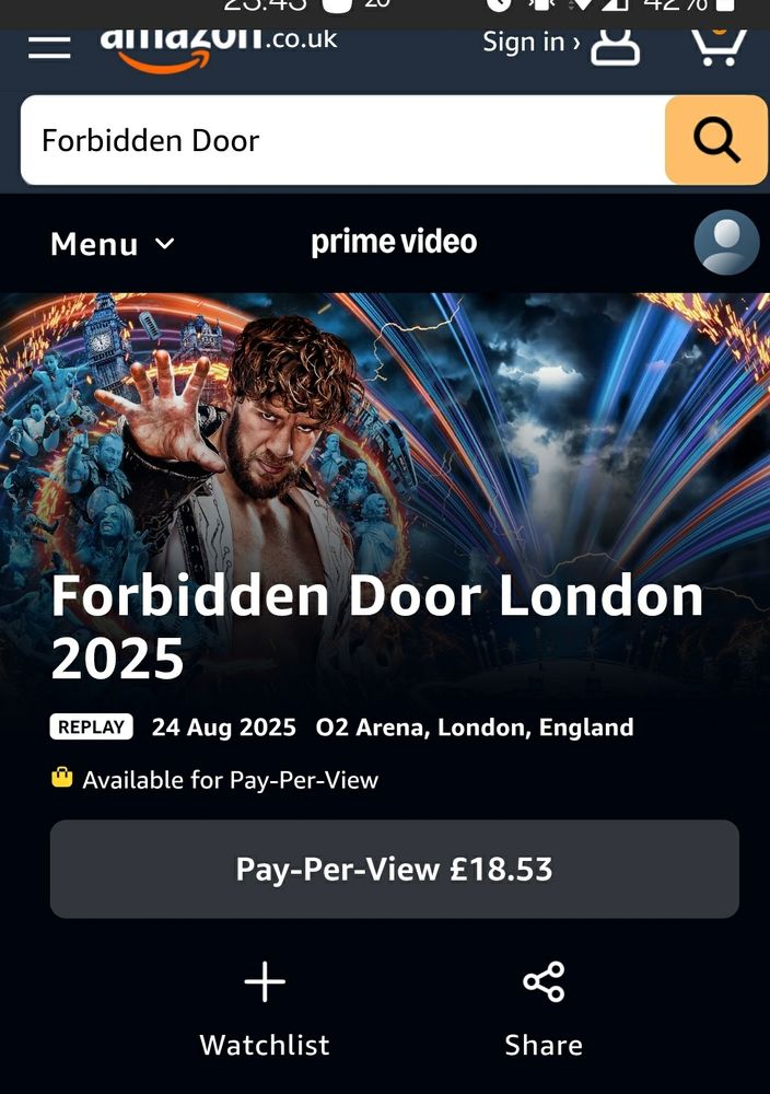 AEW Forbidden Door on Amazon Prime. 