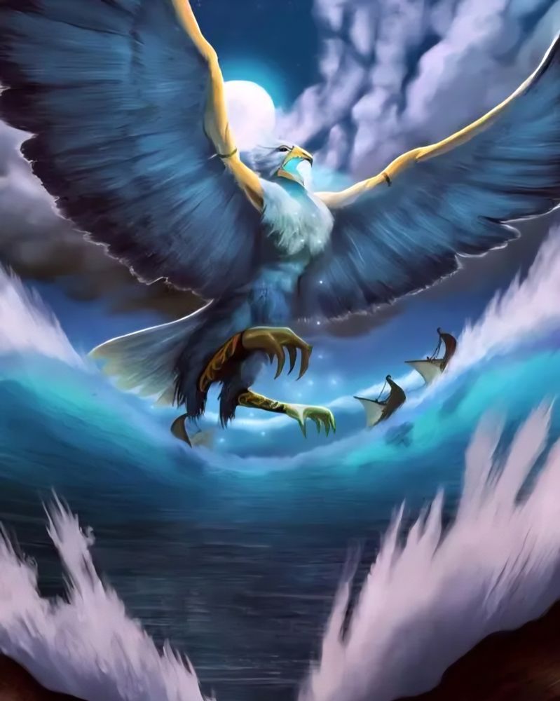 A picture of a giant eagle displaying its wings mid-flap.