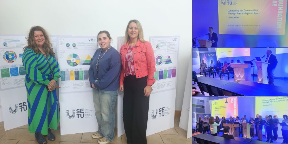 Four photographs of Foundation Day talks held at SETU Carlow Campus