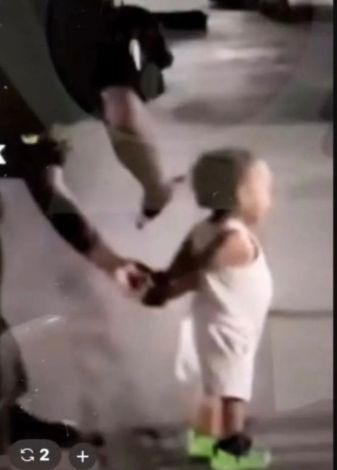 A two year old dressed only in a diaper and sleeveless t shirt is being zip-tied behind his back by an ICE thug.  I hope the kid has no memory of this.  I also hope his parents sues this creep who should be forever shamed, if they haven't been disappeared by the puppy killer.