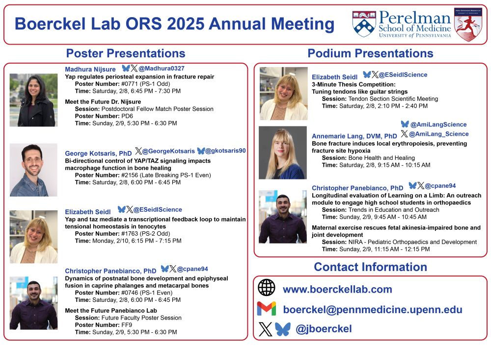 Posters: 
Madhura Nijsure #0771, PD6
George Kotsaris #2156
Elizabeth Seidl #1763
Chris Panebianco #0746, FF9
Talks: 
Annemarie Lang: Saturday 9:15am
Elizabeth Seidl: Tendon Section, Saturday 2:10pm
Chris Panebianco: Sunday 9:45am, 11:15am
