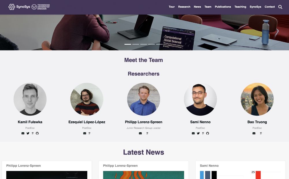 screenshot of the group website https://css-synosys.github.io/