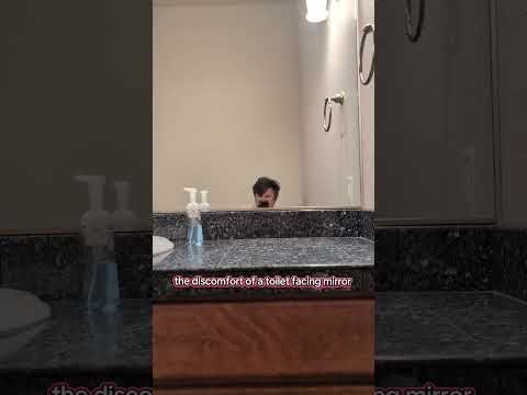 the discomfort of a toilet facing mirror