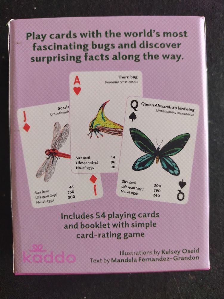 Back of box crediting illustrations to Kelsey Oseid and text to Mandela Fernandez-Grandon