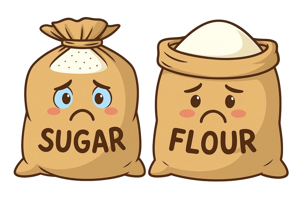 Sugar and flour sacks looking sad