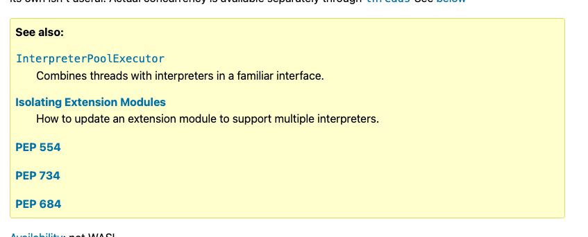 “See also” callout in the Python docs with everything neatly aligned.