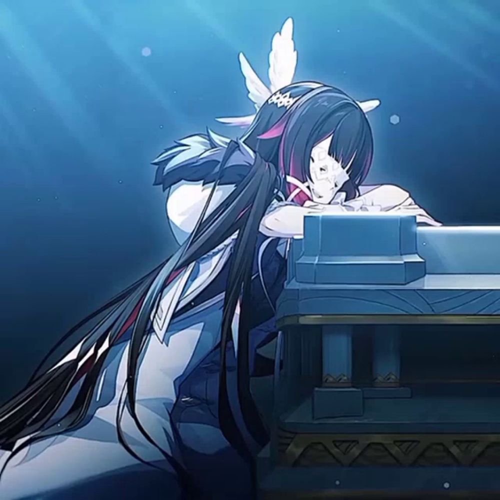 a girl with long black hair and white wings is laying on a table