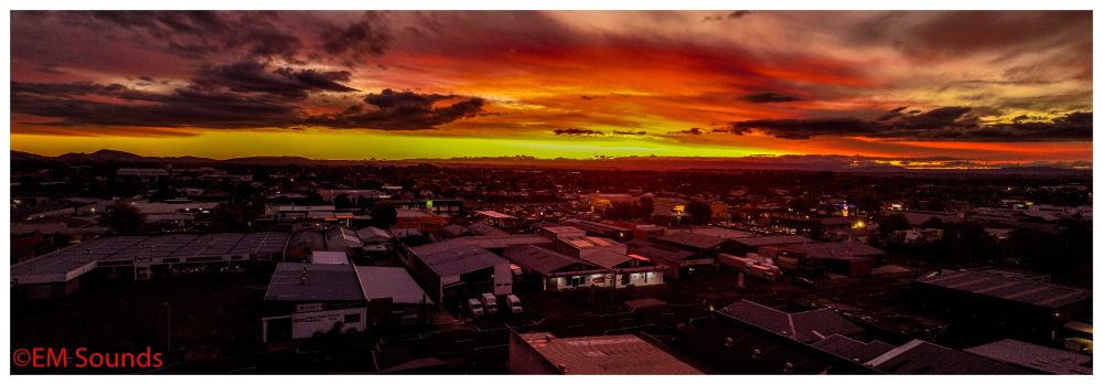 sunset droneshot panorama