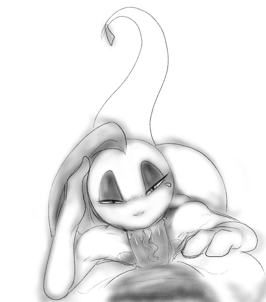 Jokerre, a scrafty, brushing his flopped crest away from his eye, looking at the pov while fitting a thick cock in his mouth- Doolin's