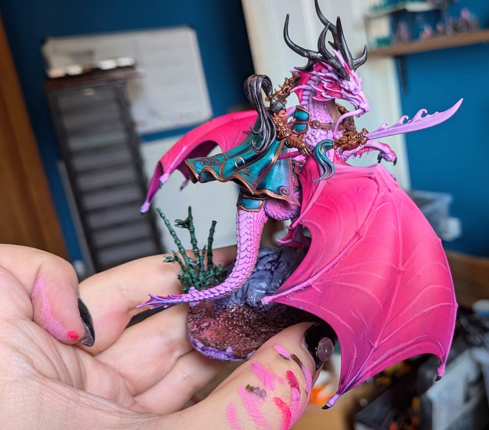 Photo of my Long Ma rider with vivid pink wings 