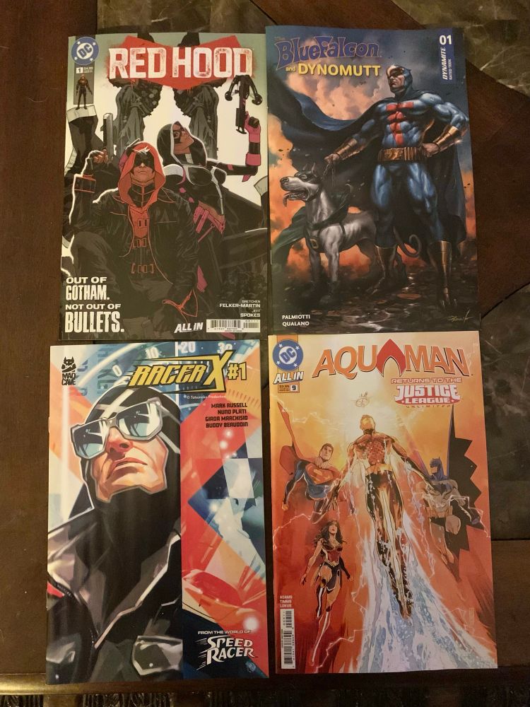 Red Hood, Blue Falcon & Dynomutt, Racer X, and Aquaman