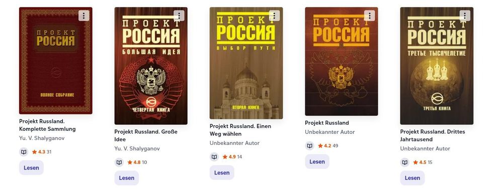 Buchcover Project Russia, vier Bände plus ein Band Zusammenfassung