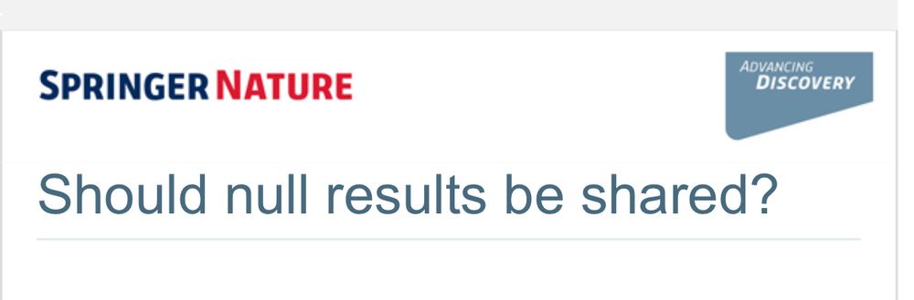 Screenshot of an email survey from Springer Nature titled ‘Should null results be shared?’