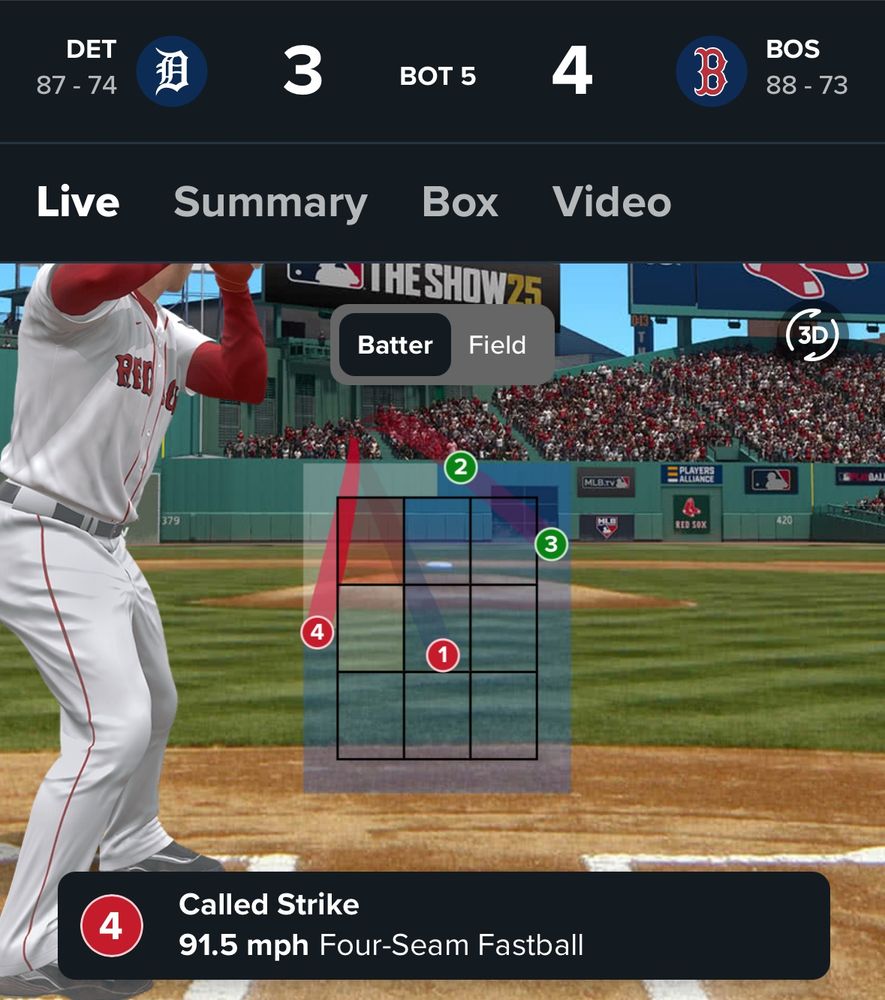 MLB strike zone showing a bad call.