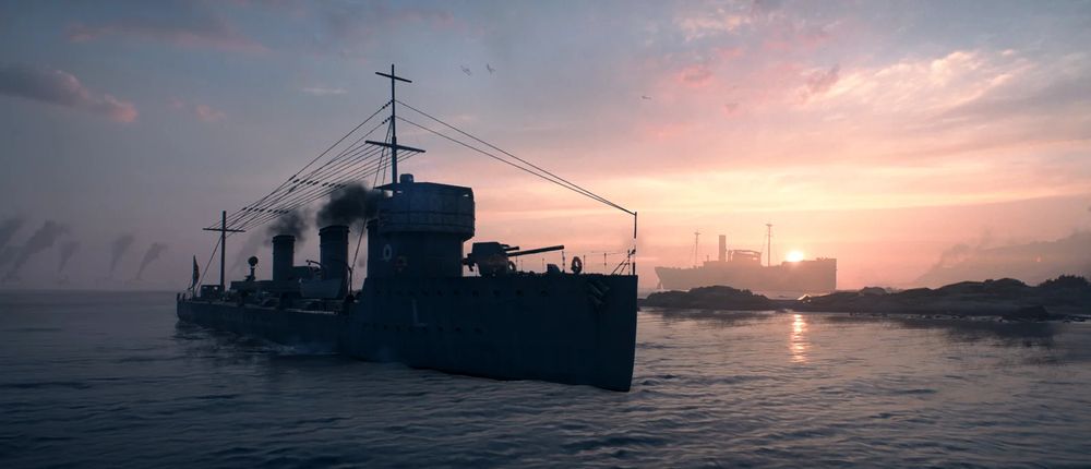 L-Class Destroyer in the foreground of a sunset on Cape Helles in Battlefield 1
Photo Mode // Virtual Photography