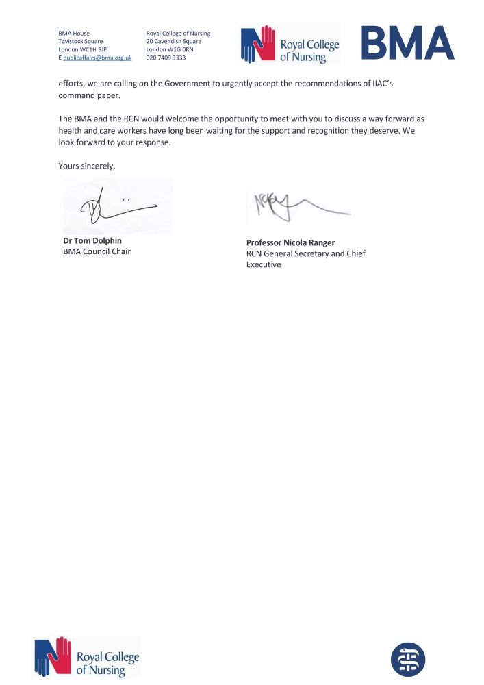 Today, the BMA and RCN have written to the Secretary of State for Work and Pensions, Pat McFadden, to urge the Government to accept the recommendations of the Industrial Injuries Advisory Council as a first step to recognising Long Covid as an occupational disease. 