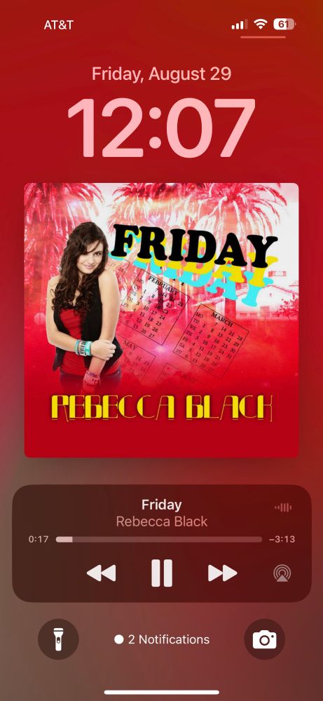 Spotify playing Friday by Rebecca Black. IFYKY.
