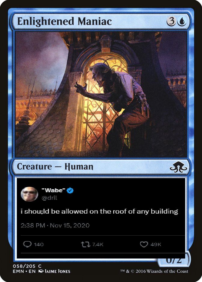 Enlightened Maniac: i shou;ld be allowed on the roof of any building