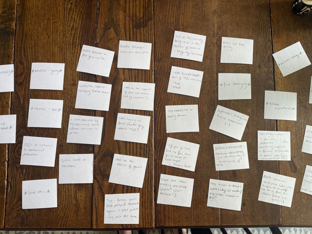 randomly arranged notecards that I have to organize into a coherent story with a beginning middle and end 