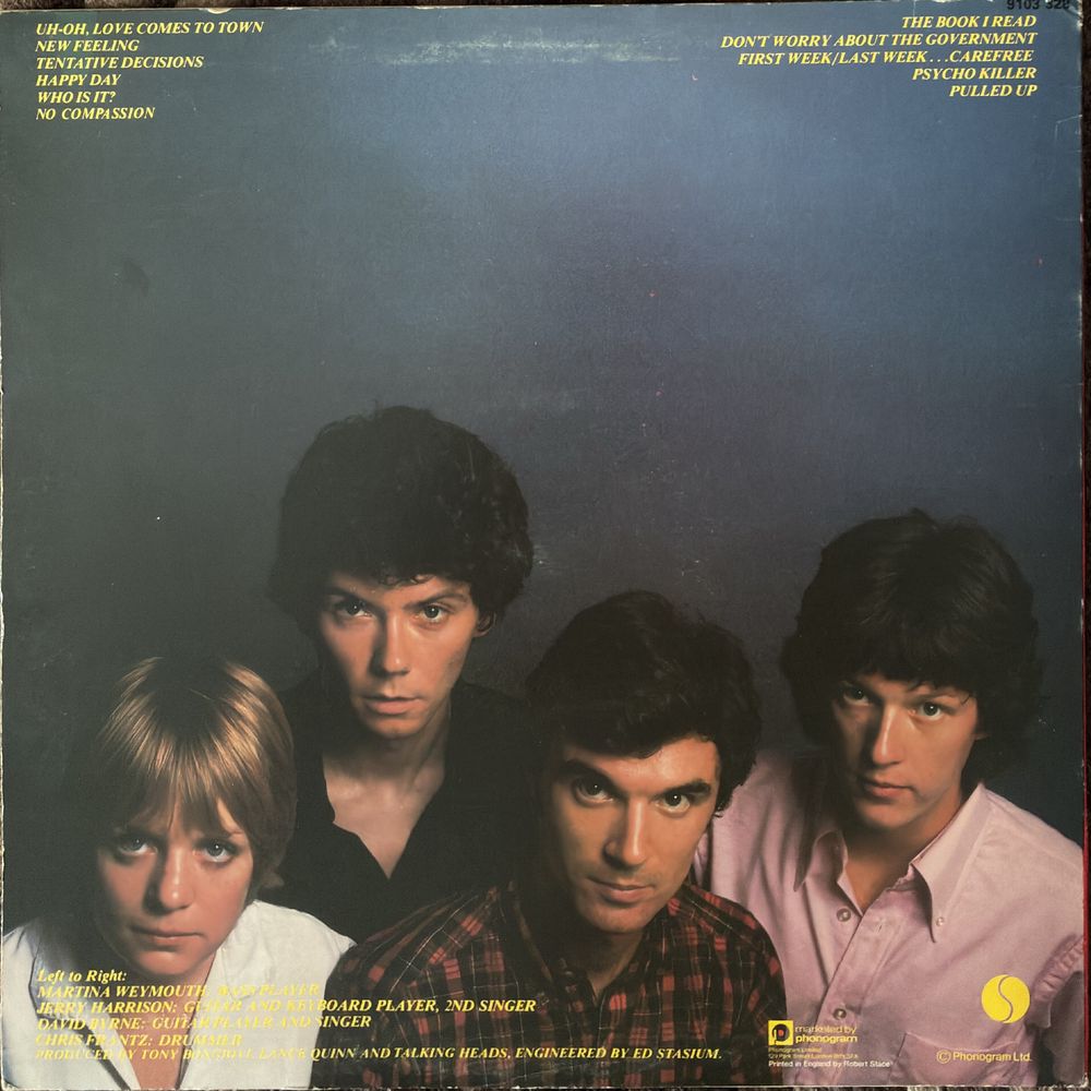 Back cover of album with track details etc. 