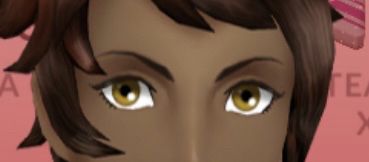 Cropped photo of Candela’s eyes. She is the Team Valor leader in the game Pokemon Go. 