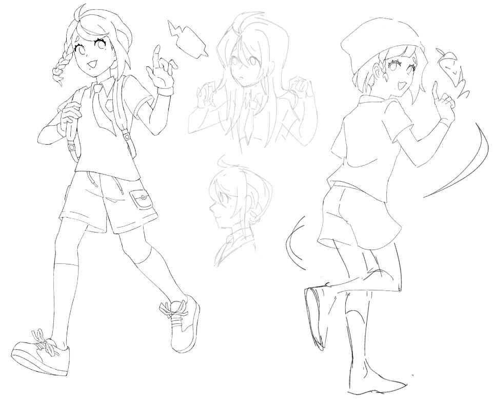 bw sketches of the trainers first iteration which stuck pretty closely to the in game default model. scrapped. 