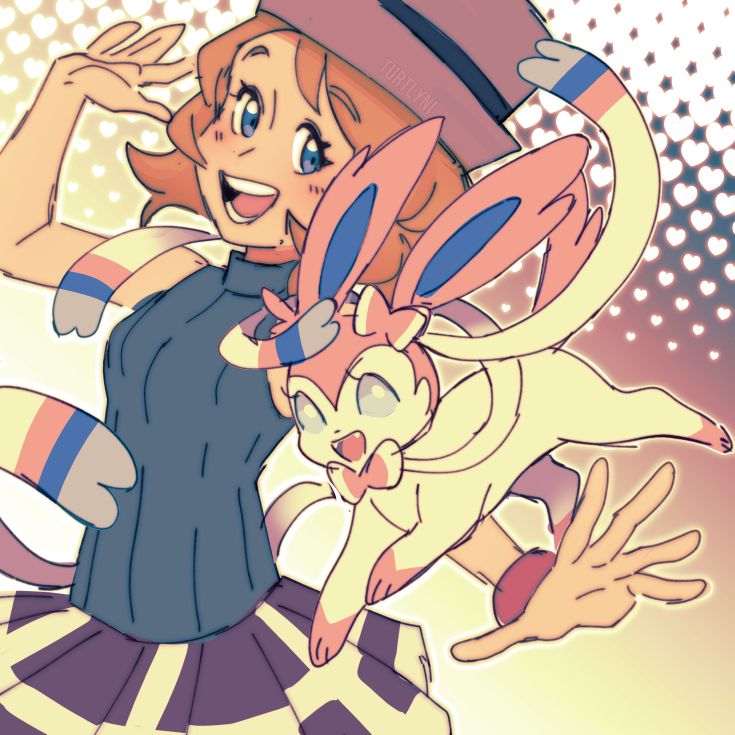 quick colored sketch of serena in her pokemon journeys appearance next to her sylveon