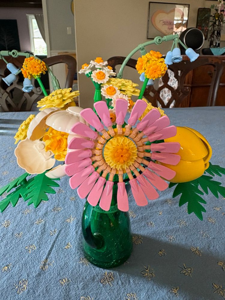 Lego petite sunny bouquet in a vase. 