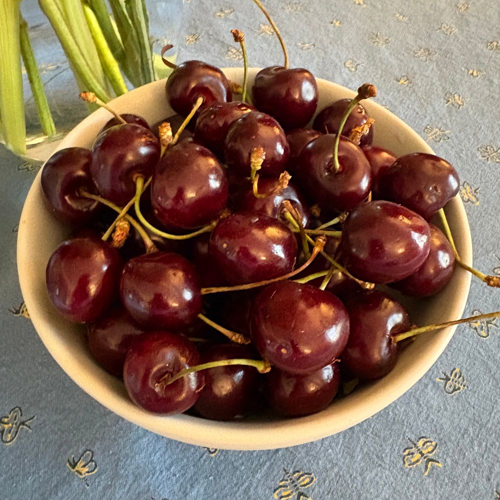 A bowl of cherries.