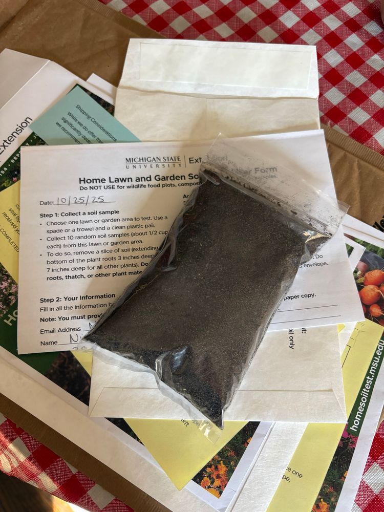 Soil sample and label details for the lab. This is one of two samples from different parts of the yard I want to analyze. 