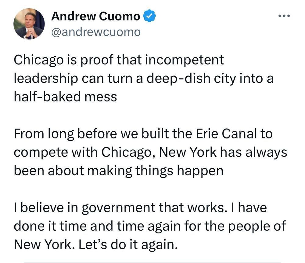 andrew motherfucking cuomo speaking ill of chicago